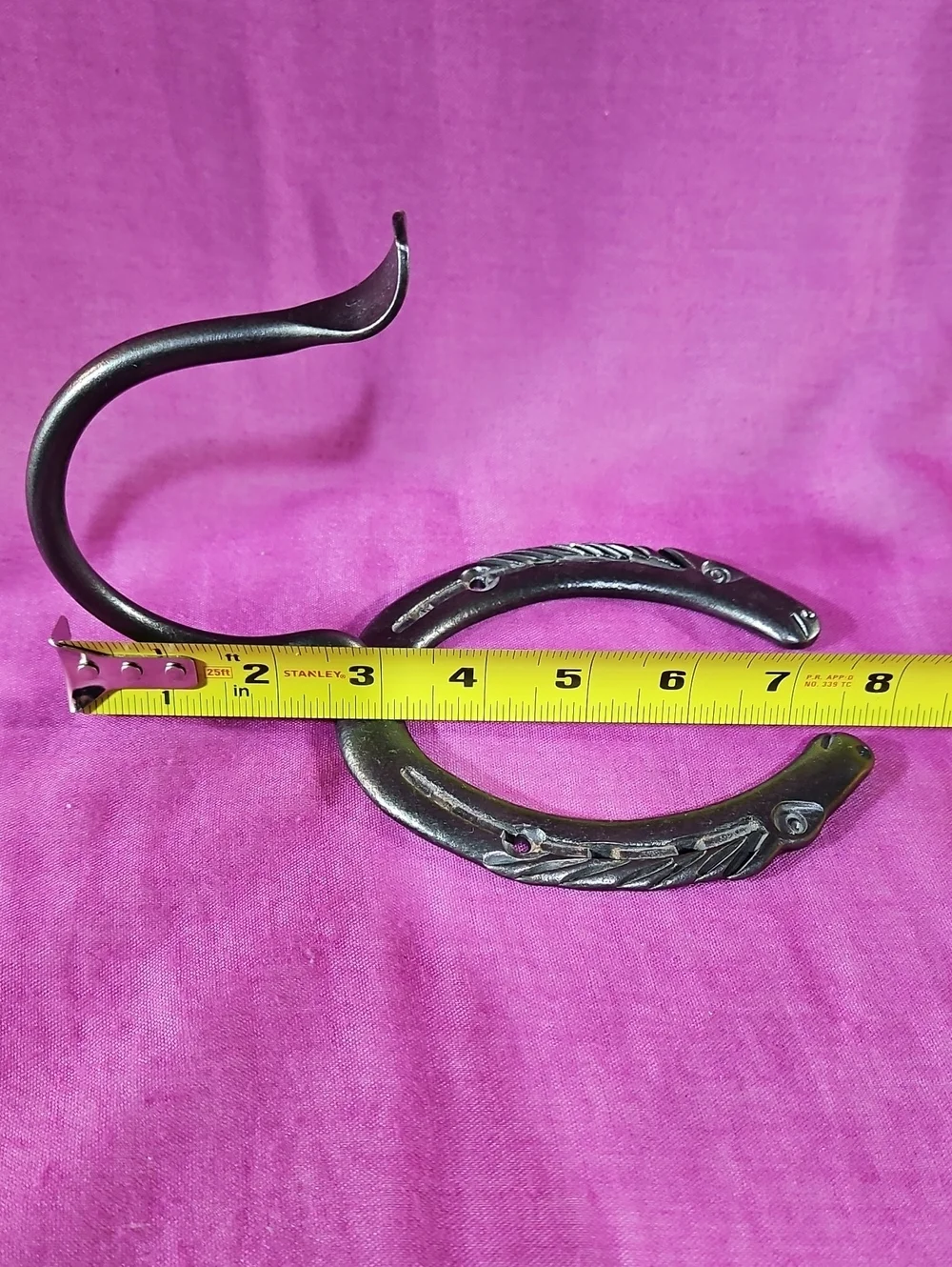 Authentic Rustic Hand Forged Iron Horseshoe Wall Hook with Horse Heads